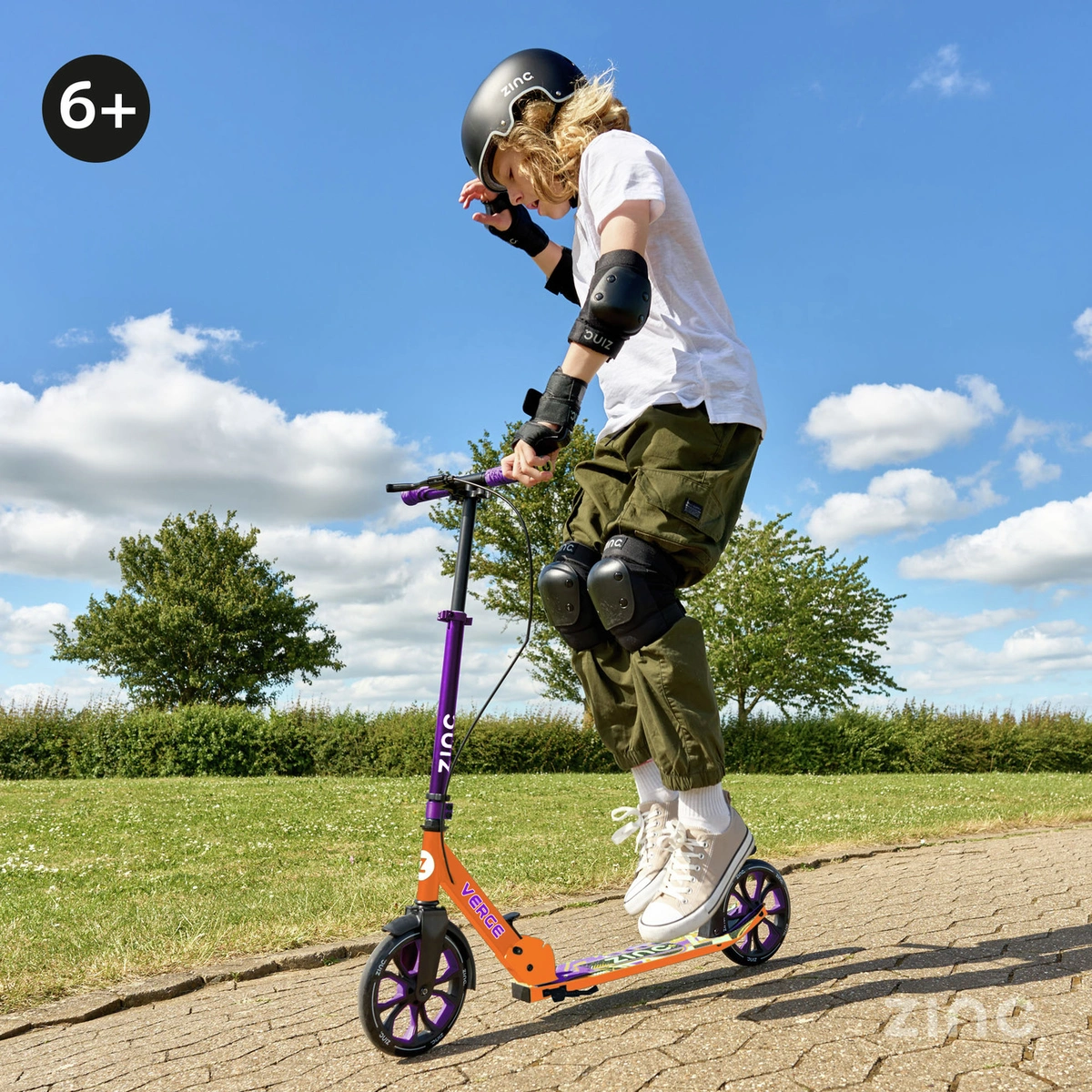 Zinc Verge Pro Kids Folding Incline Scooter - Purple/Orange
