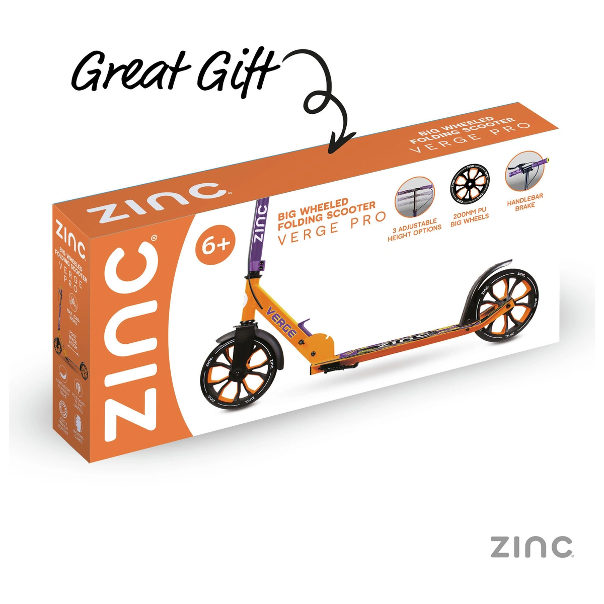 Zinc Verge Pro Kids Folding Incline Scooter - Purple/Orange