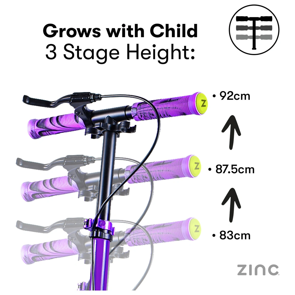 Zinc Verge Pro Kids Folding Incline Scooter - Purple/Orange