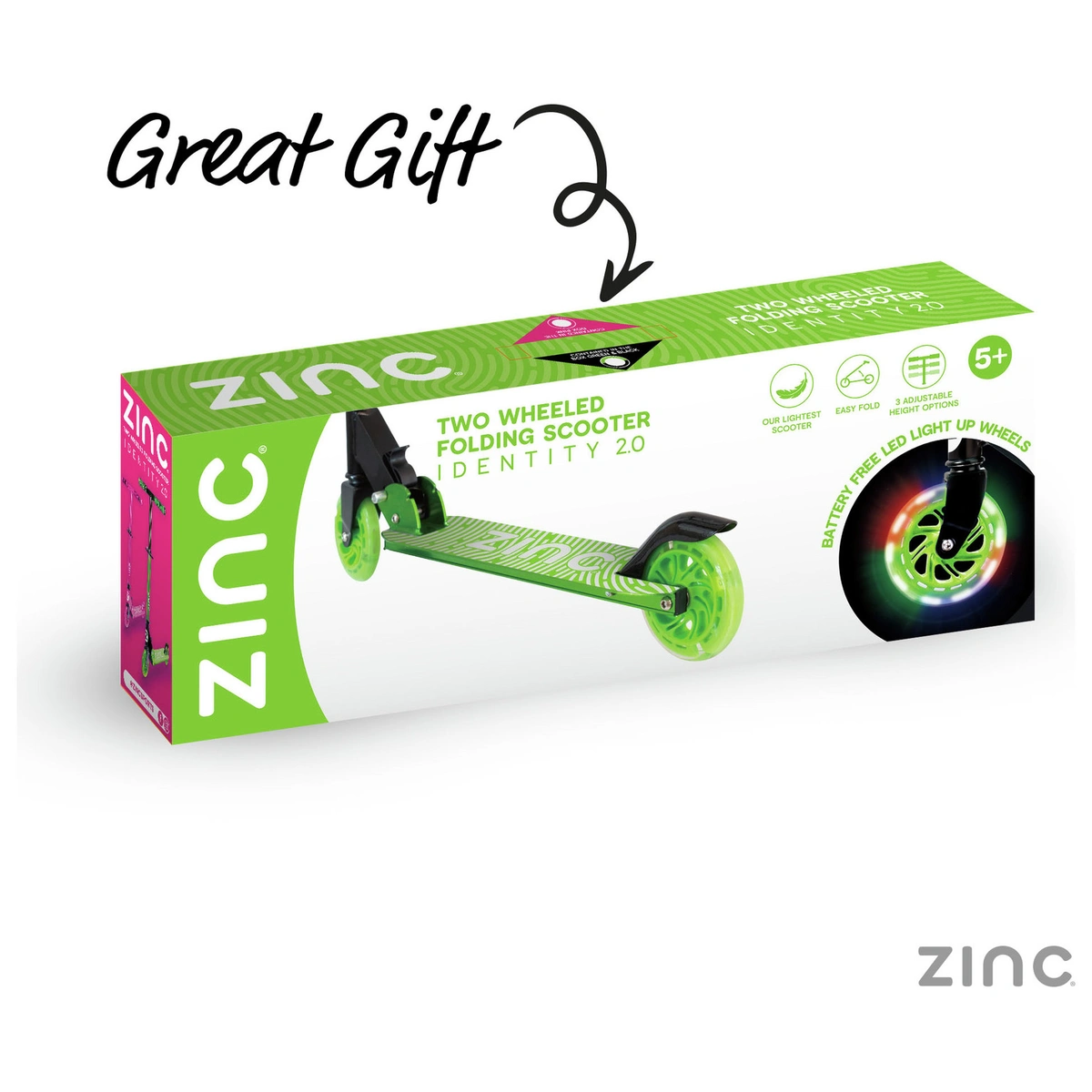 Zinc Identity Kids Folding Incline Scooter - Green