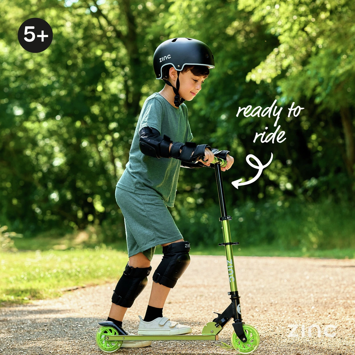 Zinc Identity Kids Folding Incline Scooter - Green