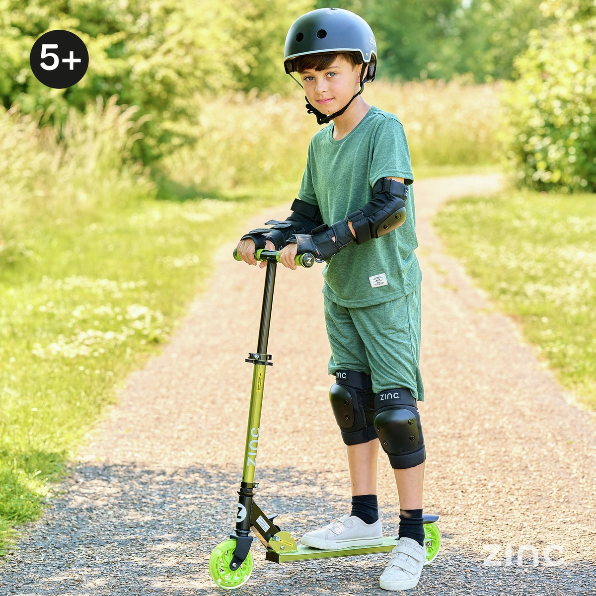 Zinc Identity Kids Folding Incline Scooter - Green
