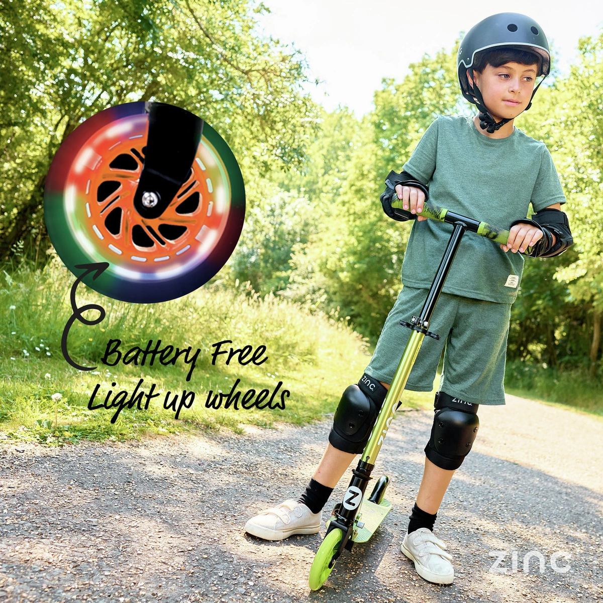 Zinc Identity Kids Folding Incline Scooter - Green