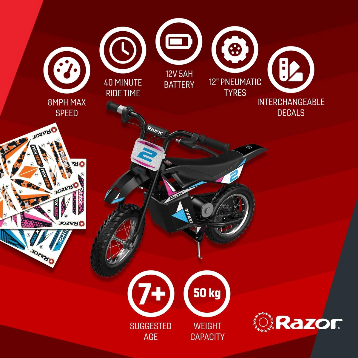 Razor MX125 Kids Rocket Electric Dirt Bike Ride On