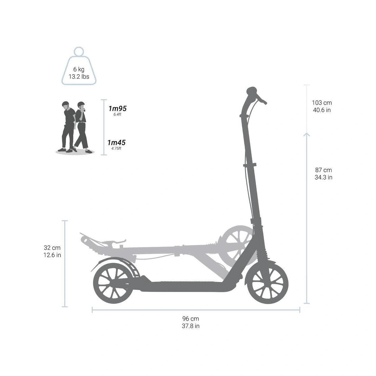 Decathlon Town 7XL Adult Foldable Inline Scooter - Green