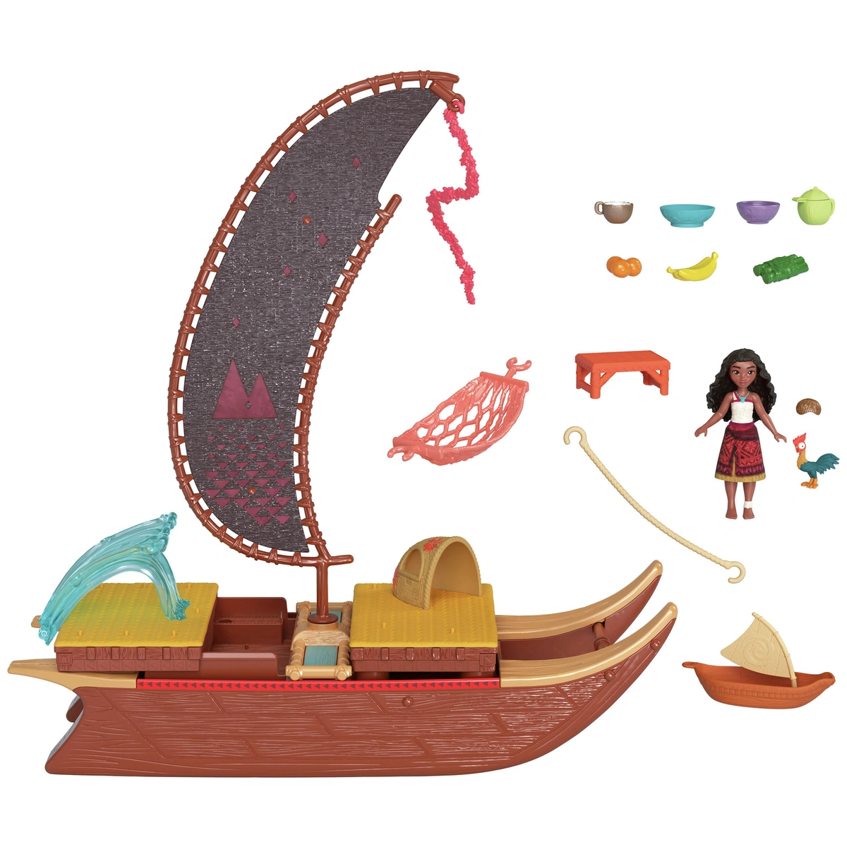 Disney Moana 2 Moana's Adventure Canoe Playset Small Doll