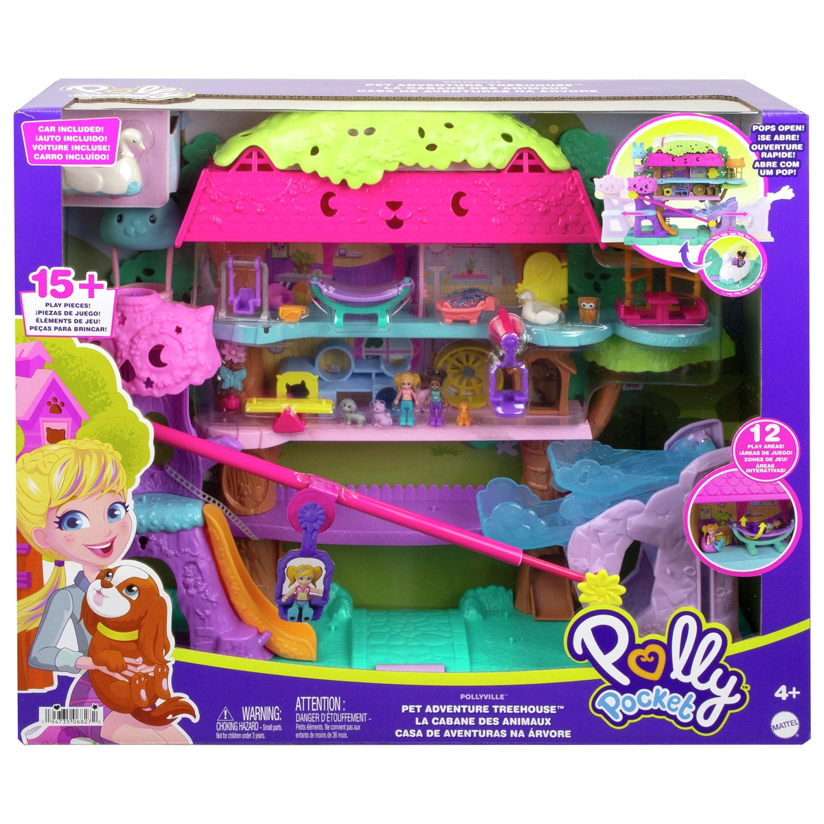 Polly Pocket Pollyville Pet Adventure Treehouse Playset