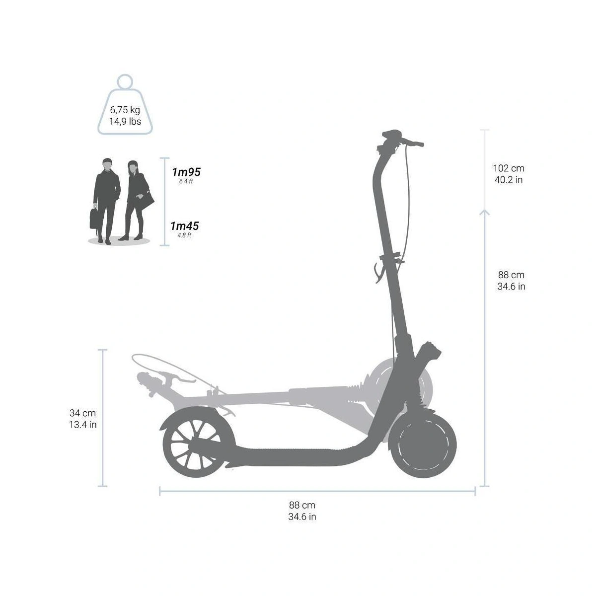 Decathlon Commute 900 Foldable Scooter - Grey