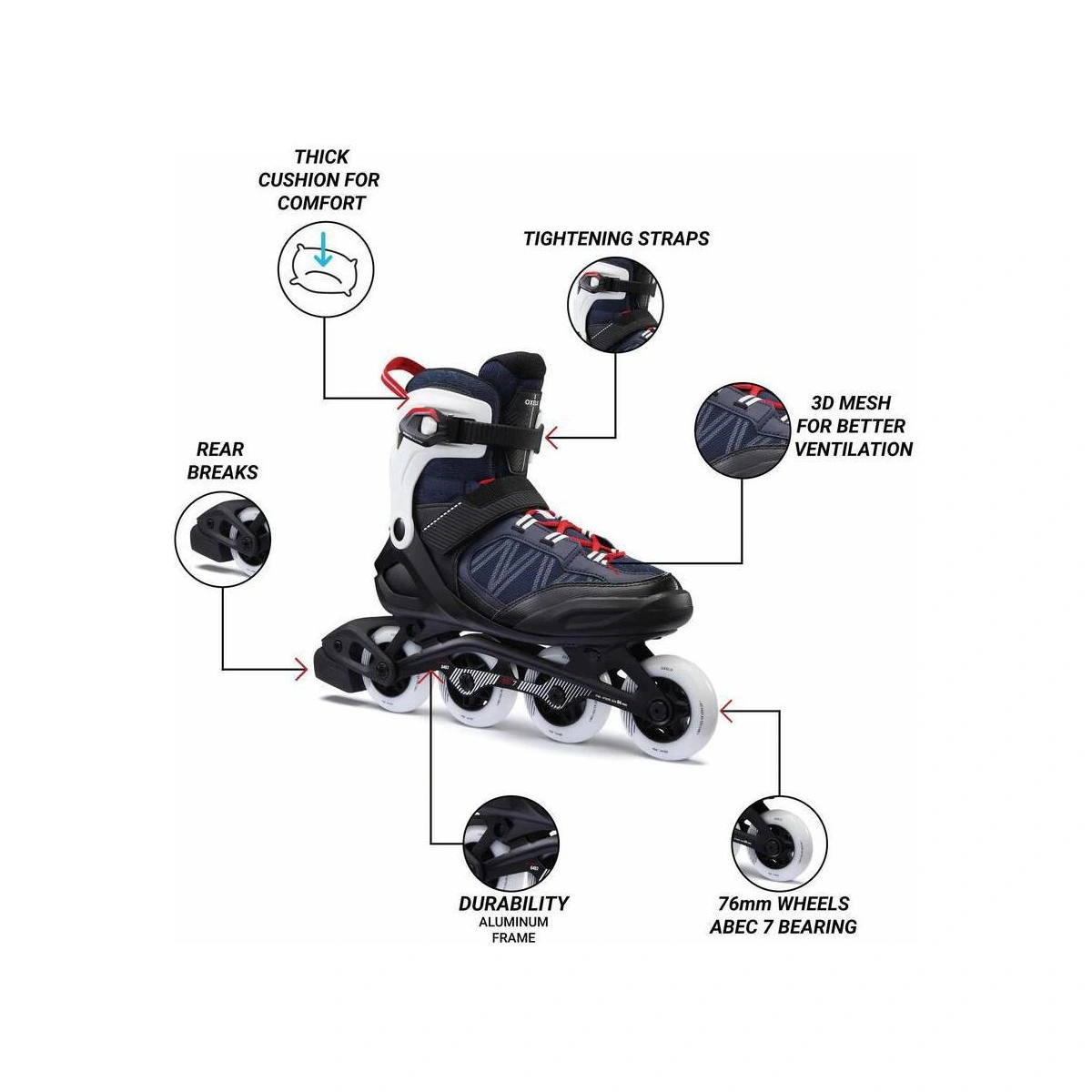 Decathlon 500 Inline Skates - Red, UK 7