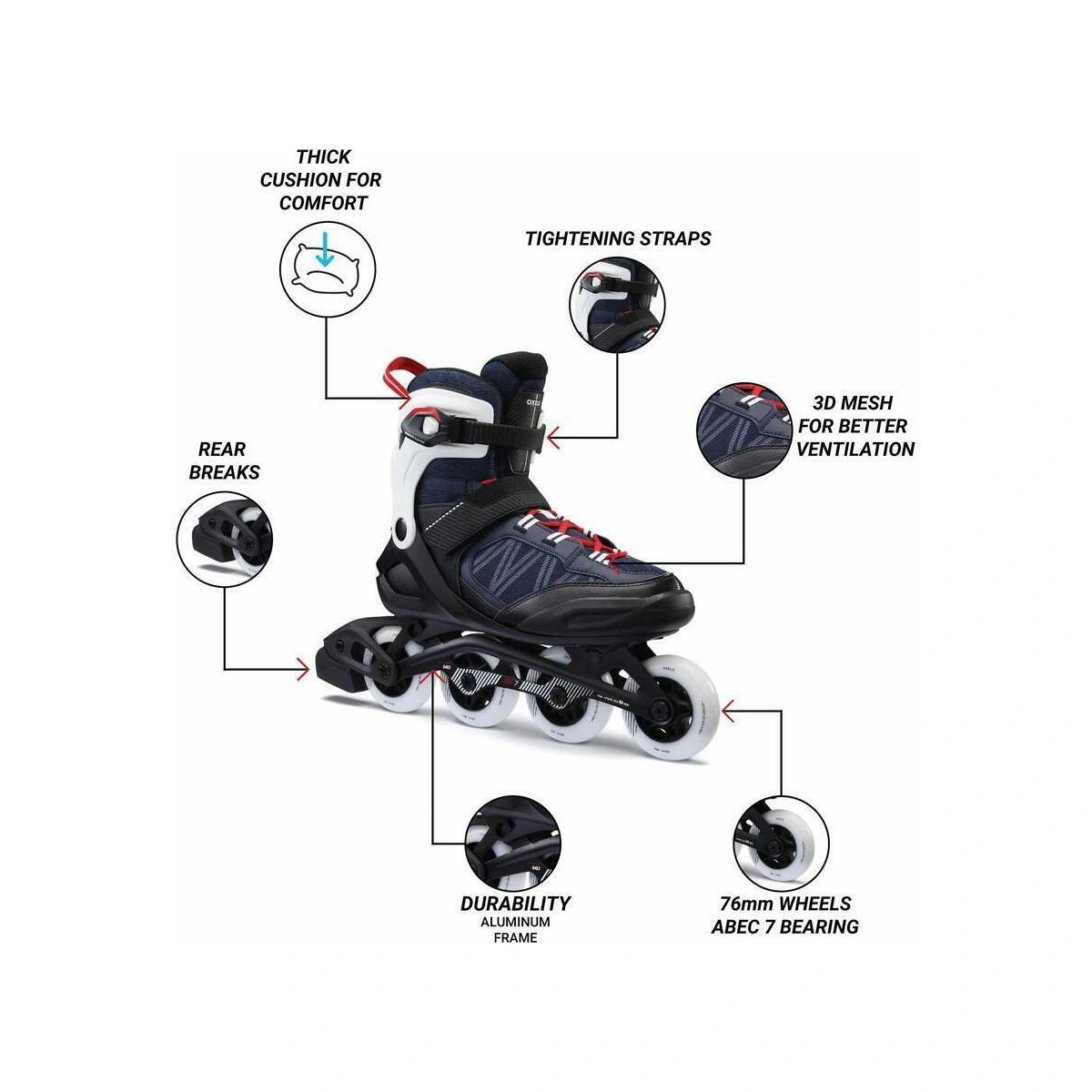 Decathlon 500 Inline Skates - Red, UK 8