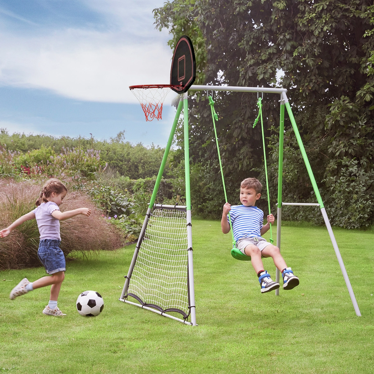 Sportspower Swing with Rebound Net and Basketball Hoop