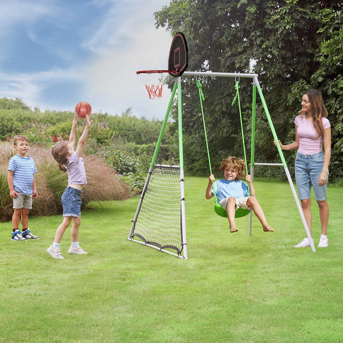 Sportspower Swing with Rebound Net and Basketball Hoop