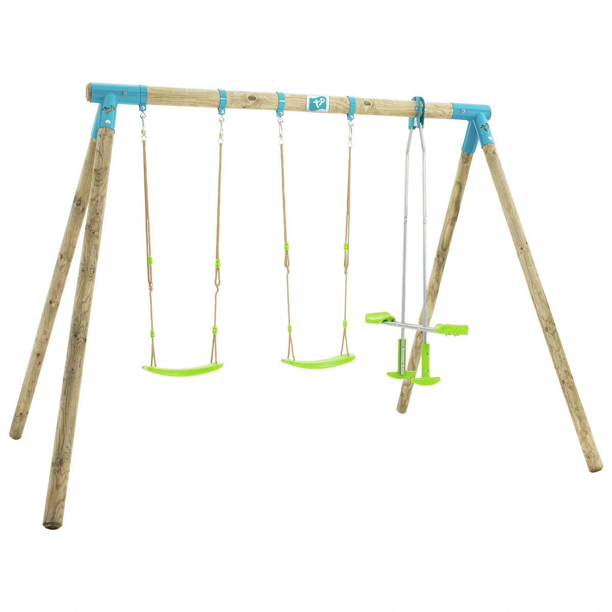 TP Wooden Triple Swing Set and Glider