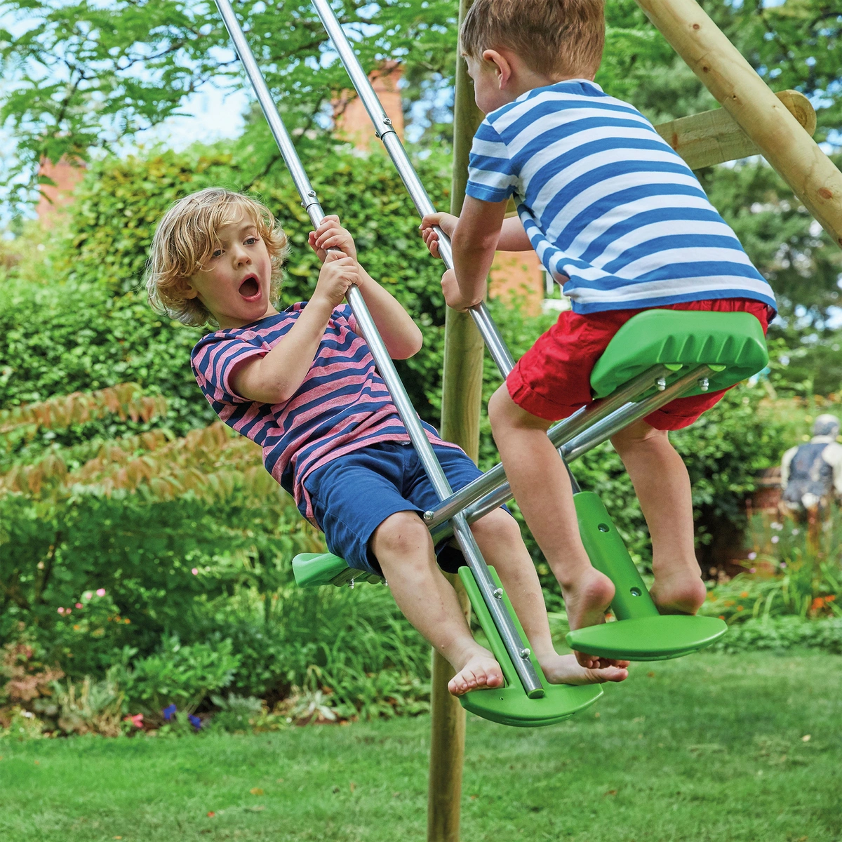 TP Wooden Triple Swing Set and Glider