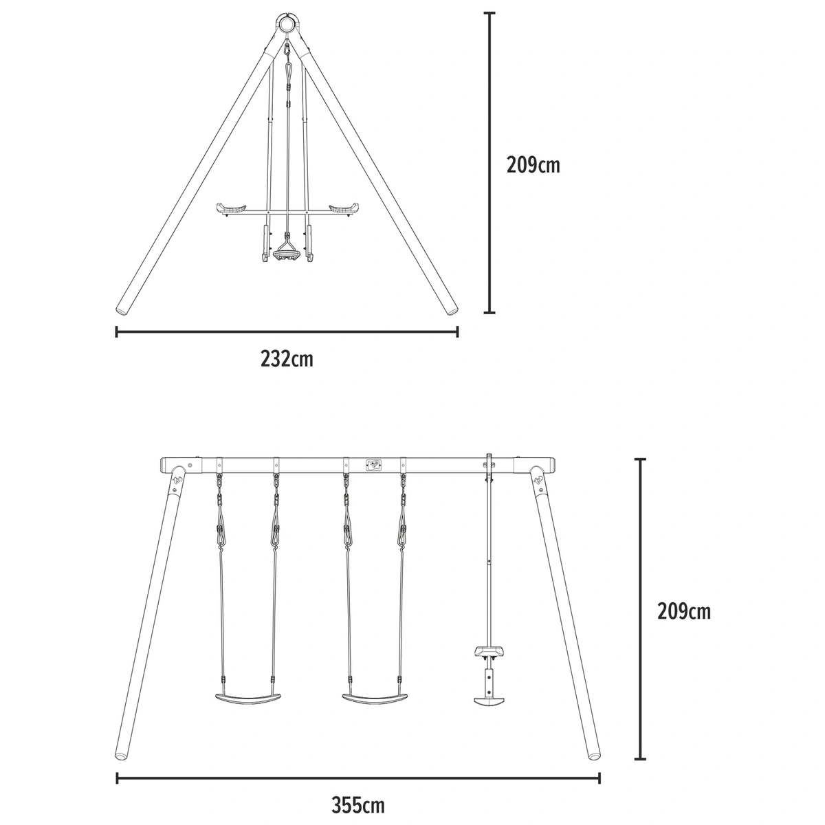 TP Wooden Triple Swing Set and Glider