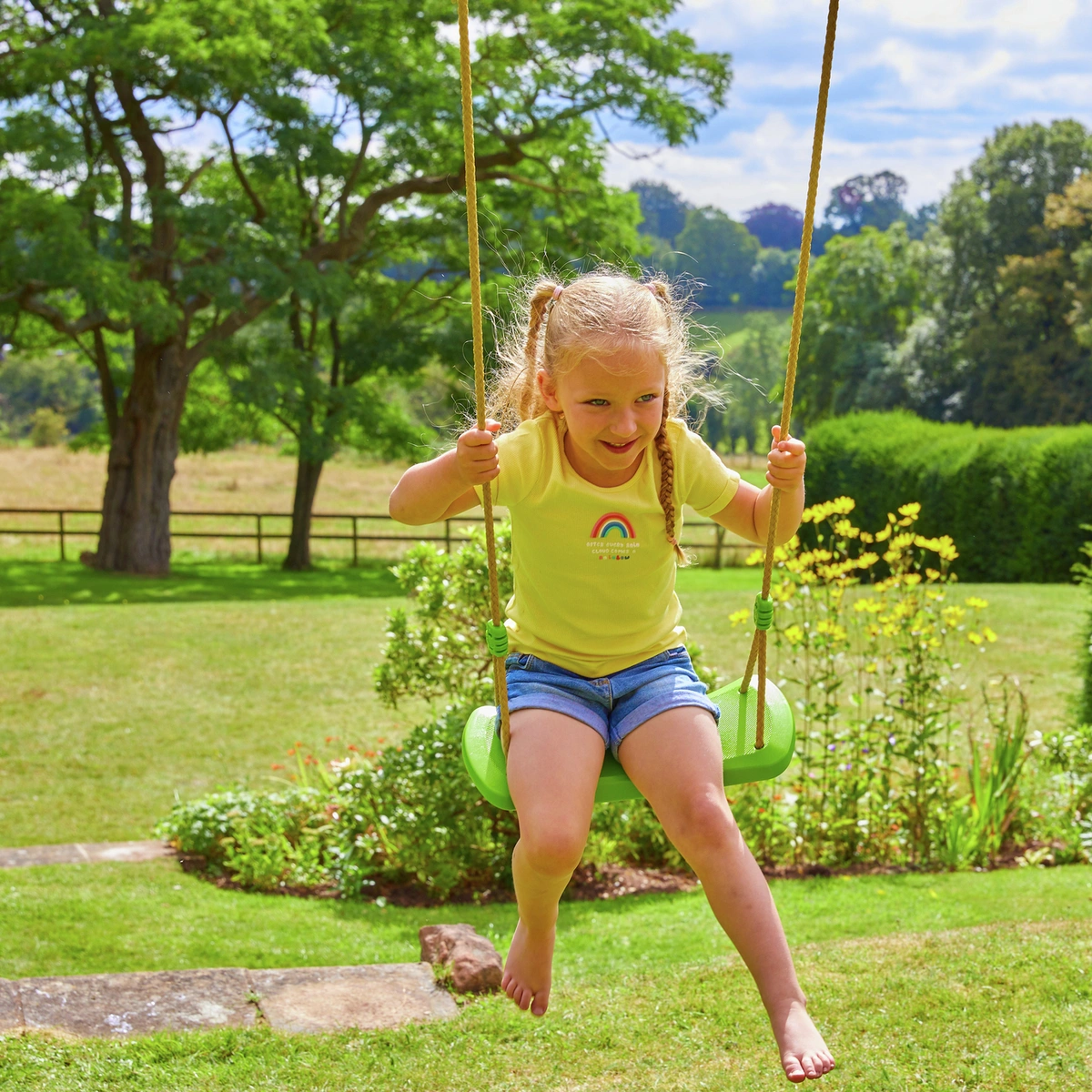 TP Wooden Triple Swing Set and Glider