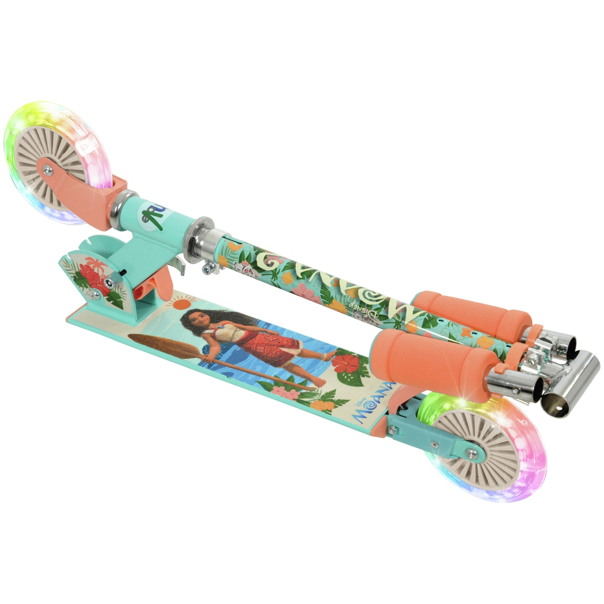 Disney Moana 2 Kids Folding Inline Lights Scooter