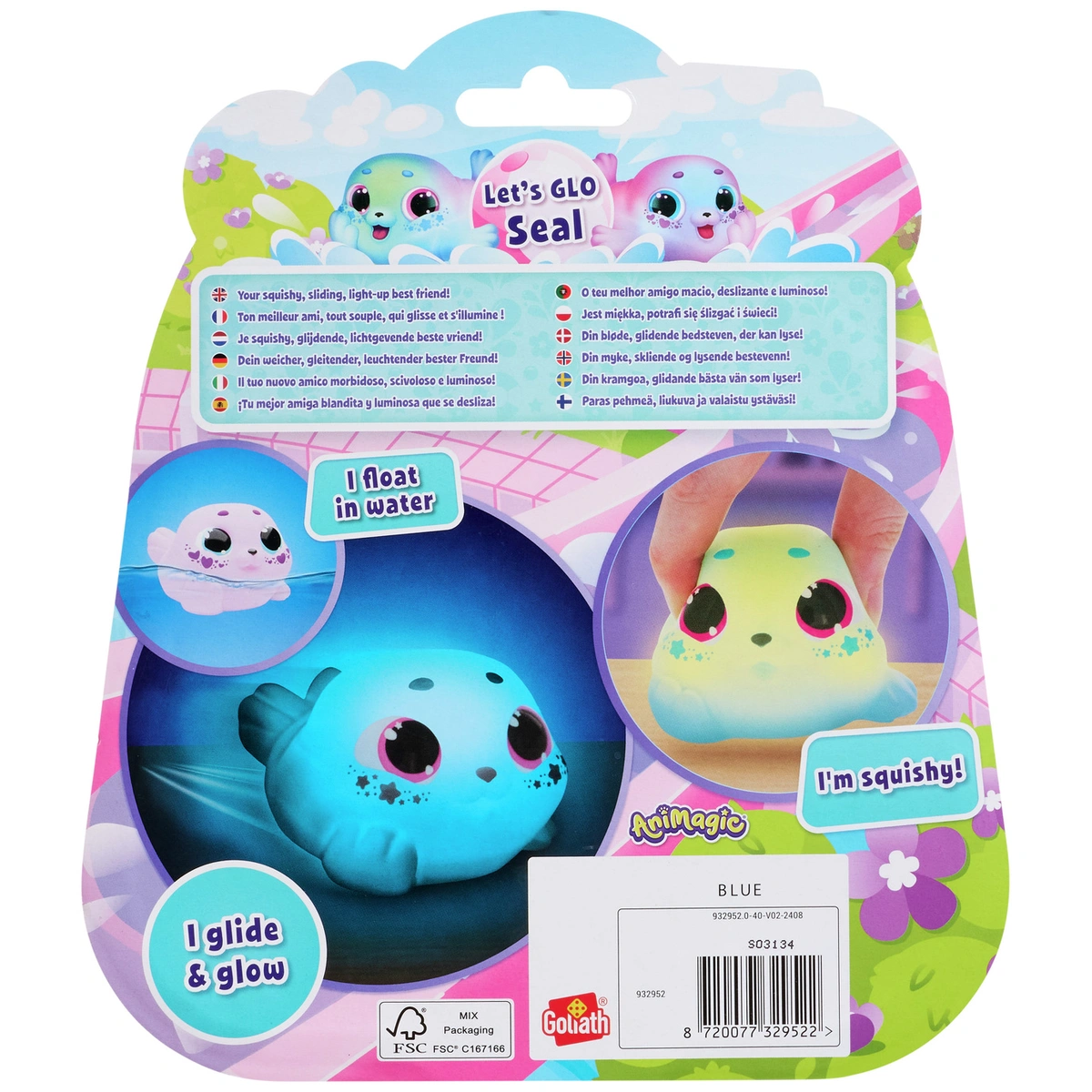 Animagic Let's Glo Blue Stars Seal Plush