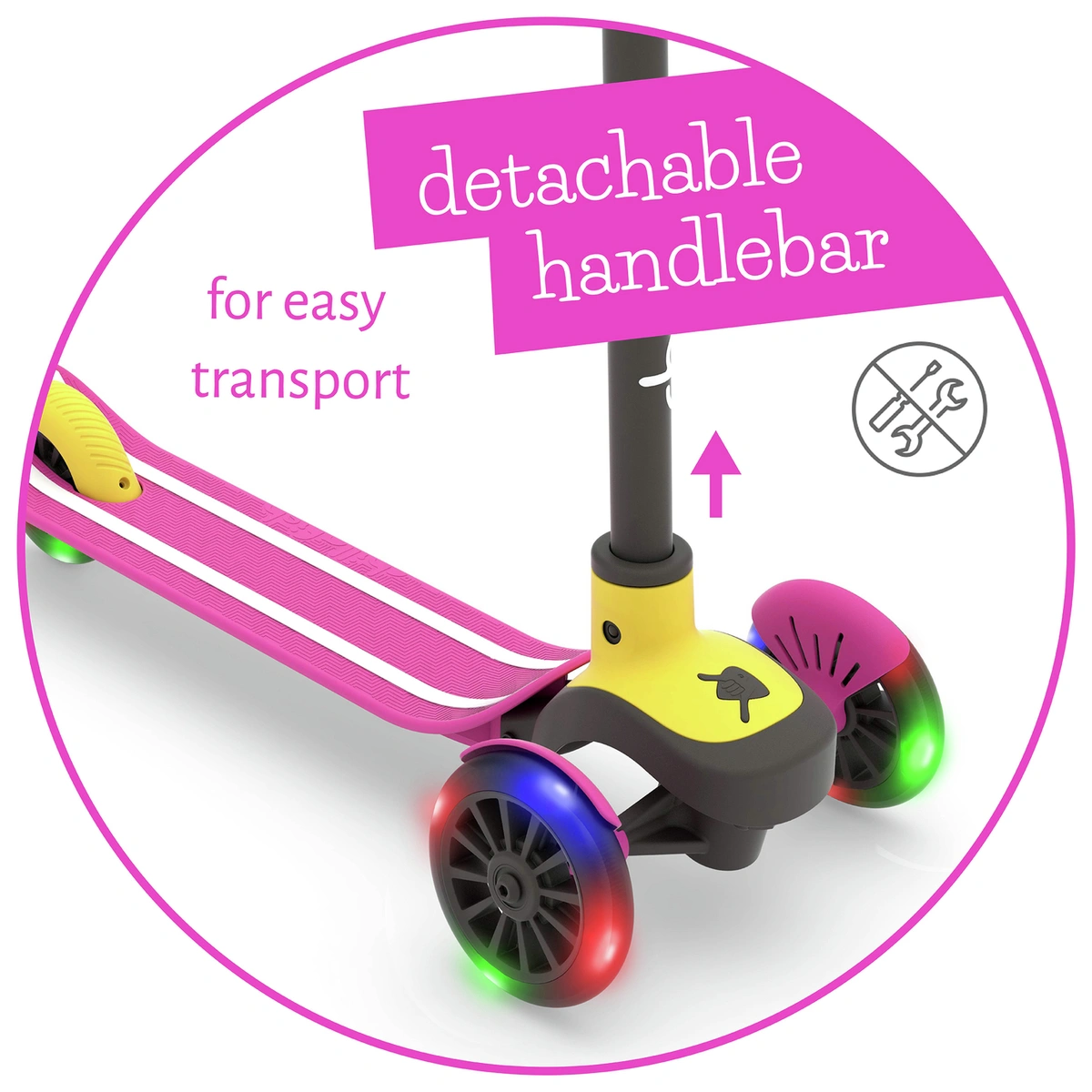 Chillafish Scotti Glow Foldable 3 Wheel Scooter -Pink