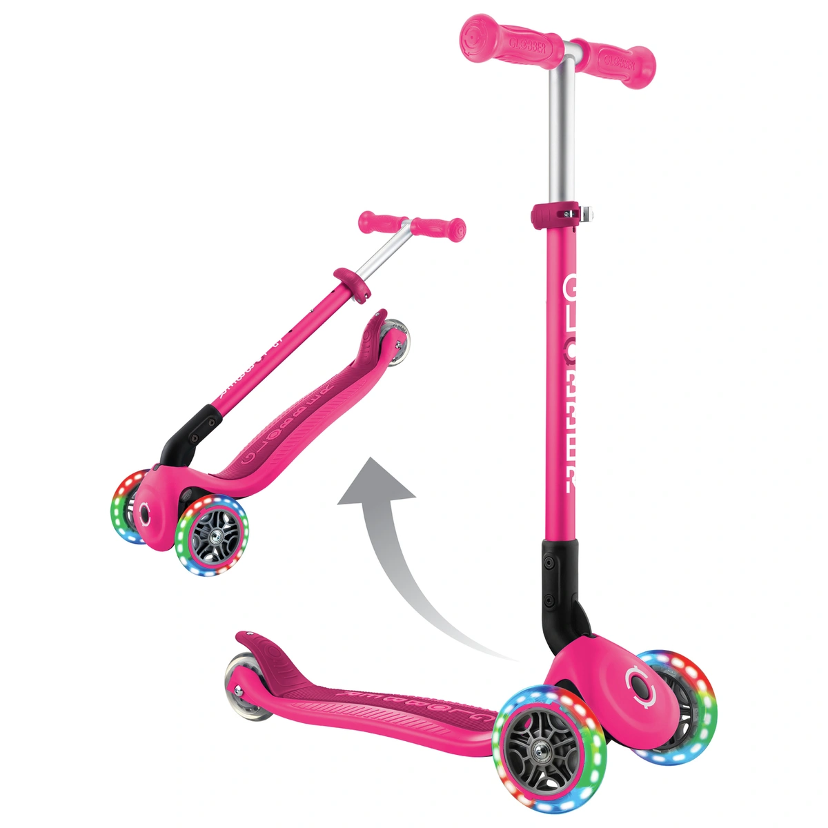 Globber Expert Foldable 3 Wheel Scooter - Pink