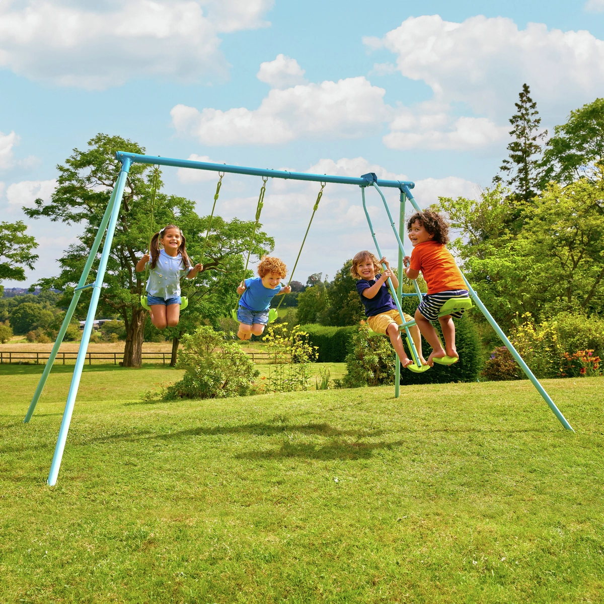 TP Toys Kids Double Swing Set With Glide Ride