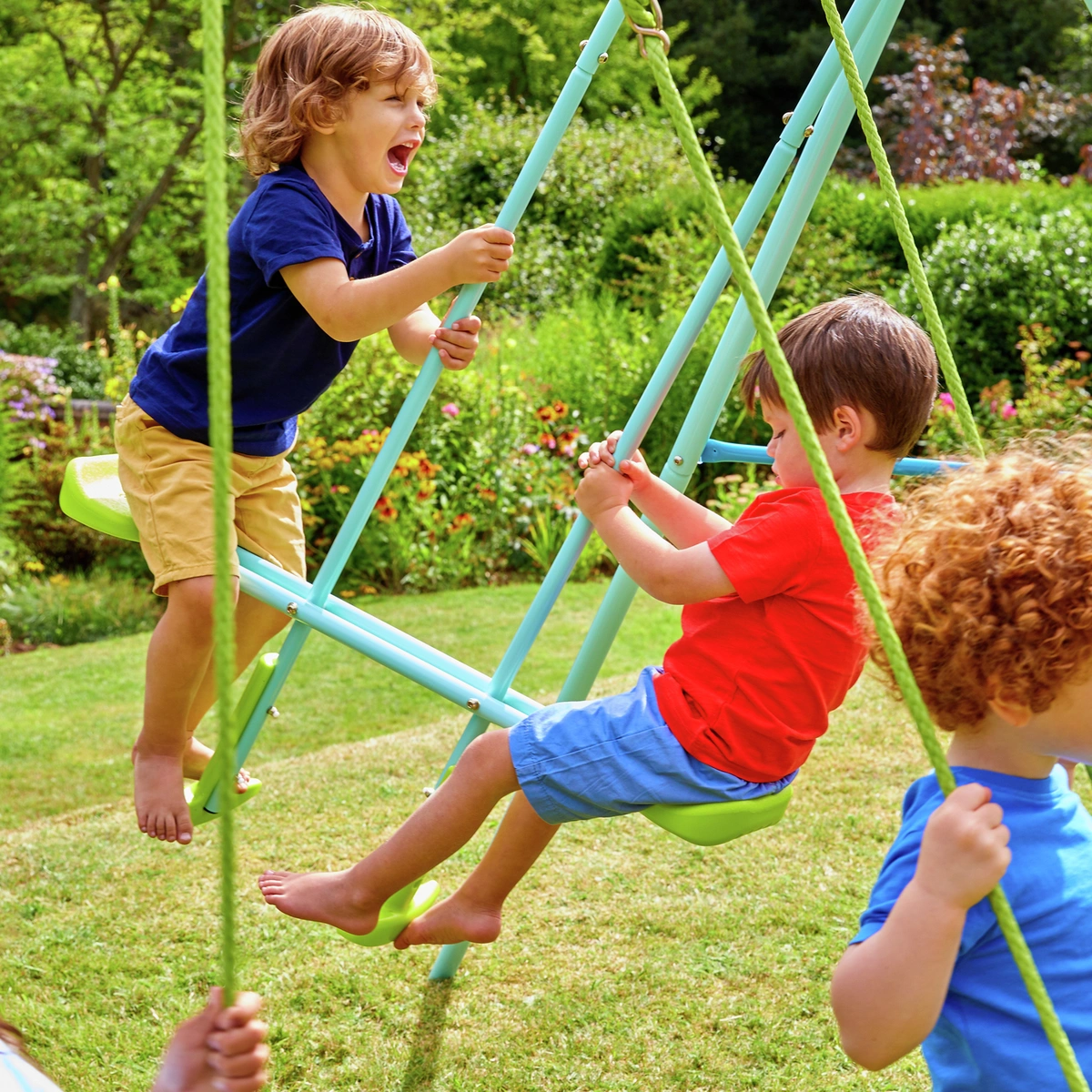 TP Toys Kids Double Swing Set With Glide Ride