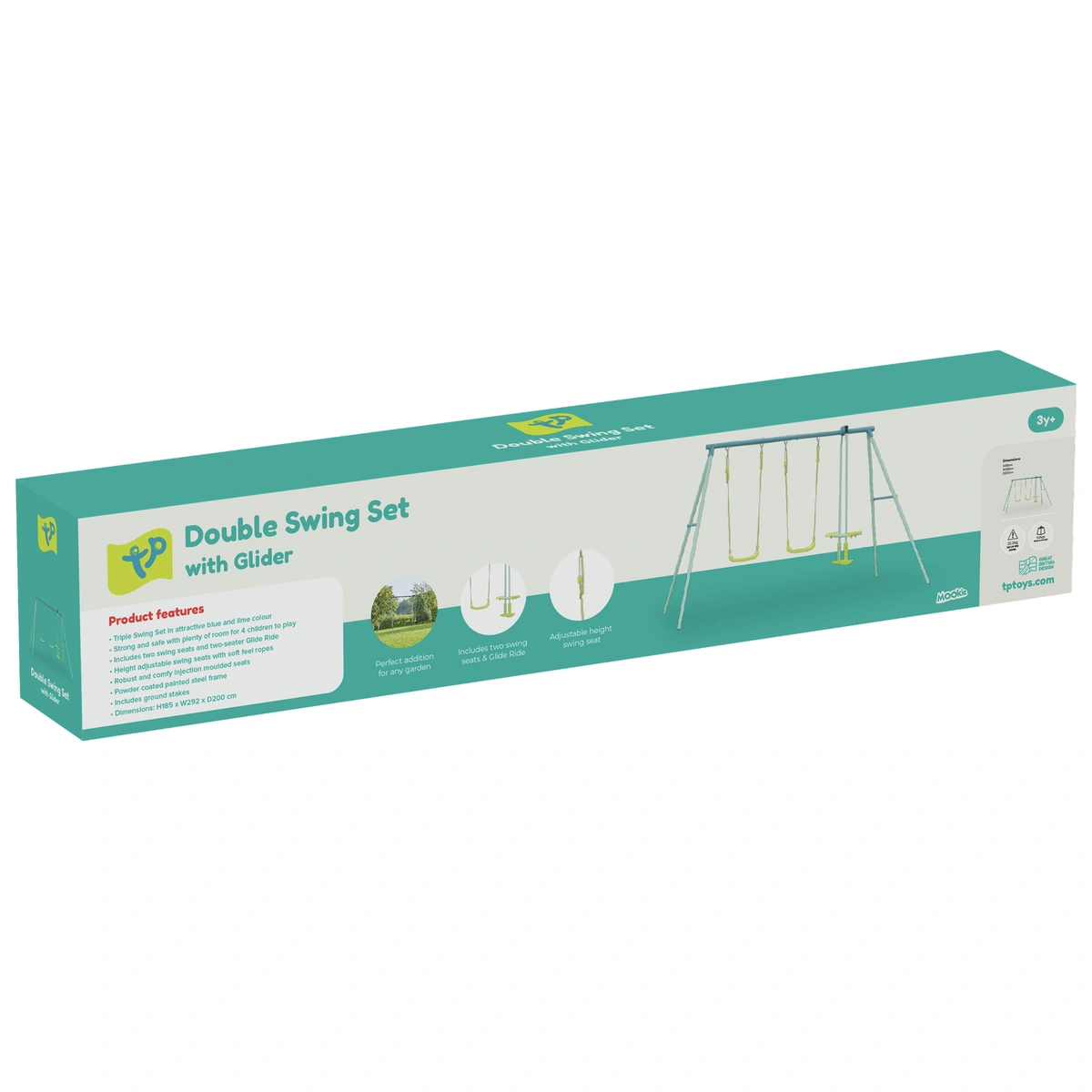 TP Toys Kids Double Swing Set With Glide Ride
