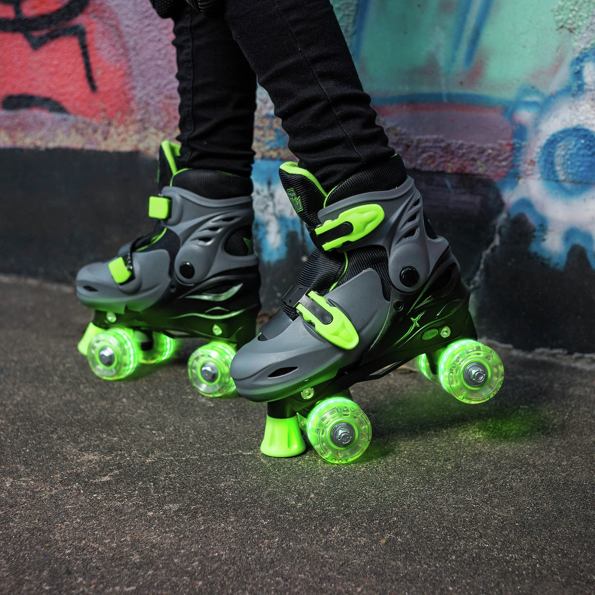 Xootz LED Quad Skates - Green