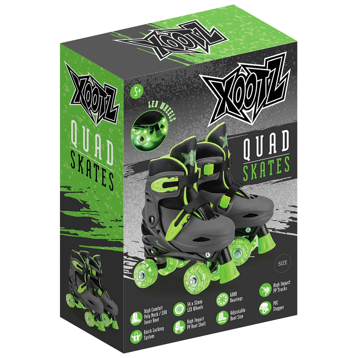 Xootz LED Quad Skates - Green
