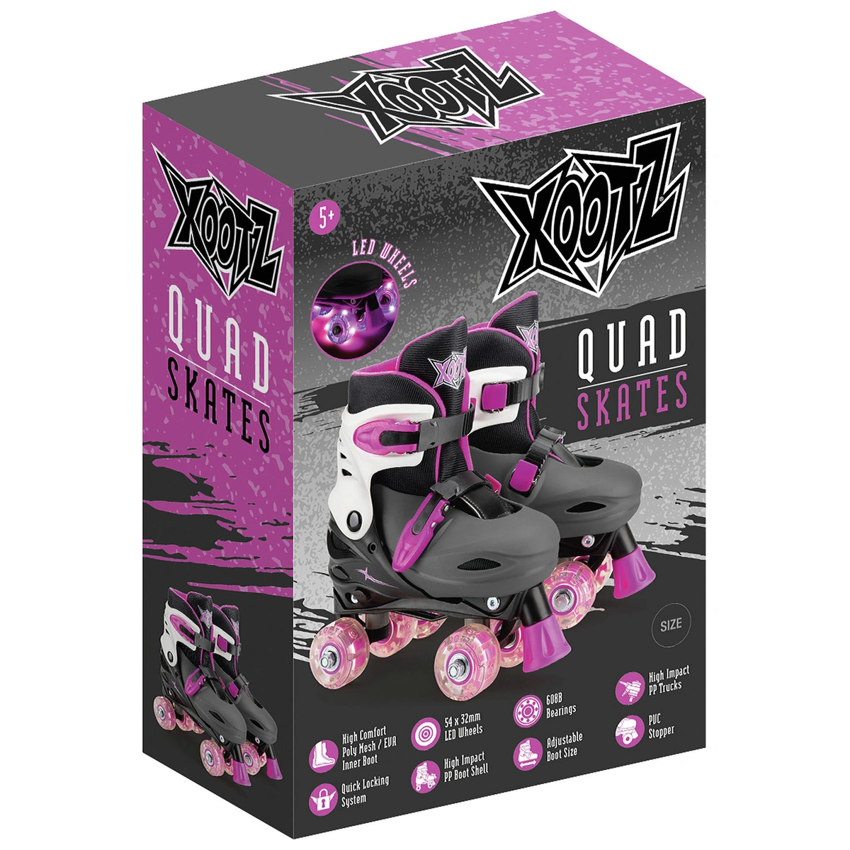 Xootz LED Quad Skates - Pink