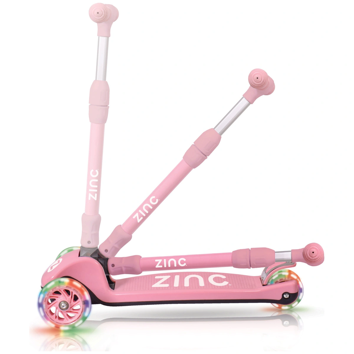 Zinc T-Motion Foldable Light Up 3 Wheel Scooter - Pink