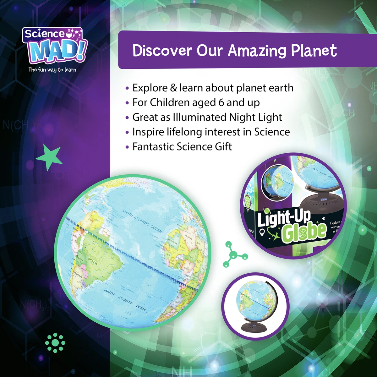Science Mad 20cm Illuminated Night Globe