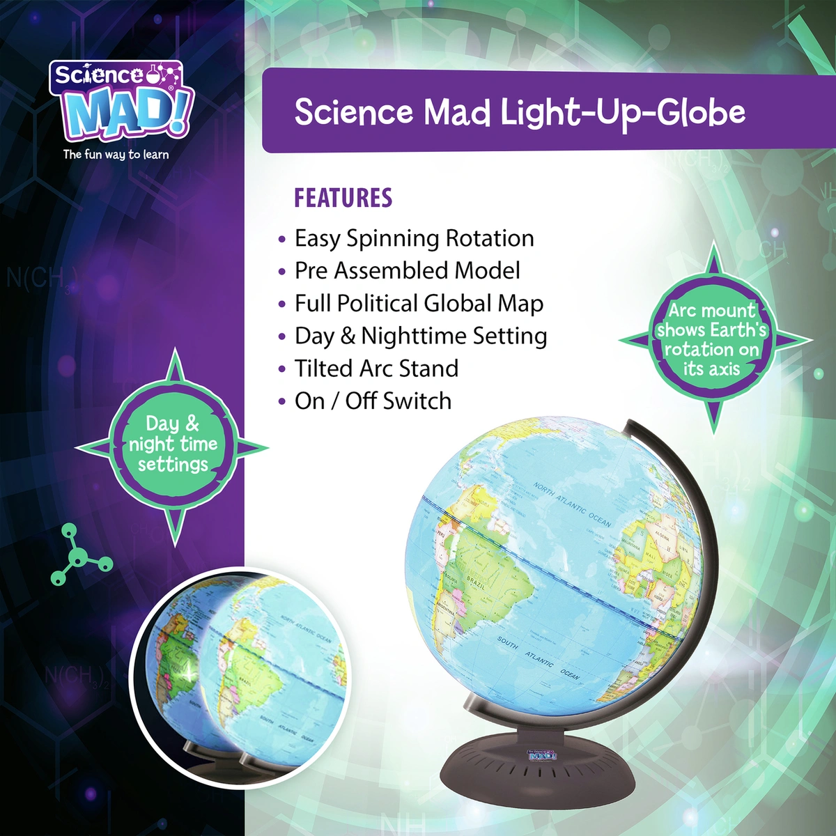 Science Mad 20cm Illuminated Night Globe