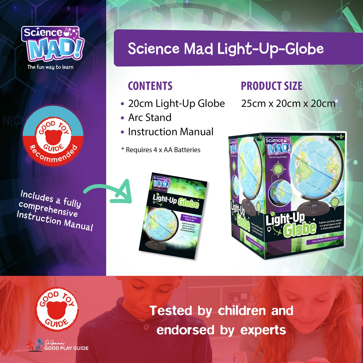 Science Mad 20cm Illuminated Night Globe