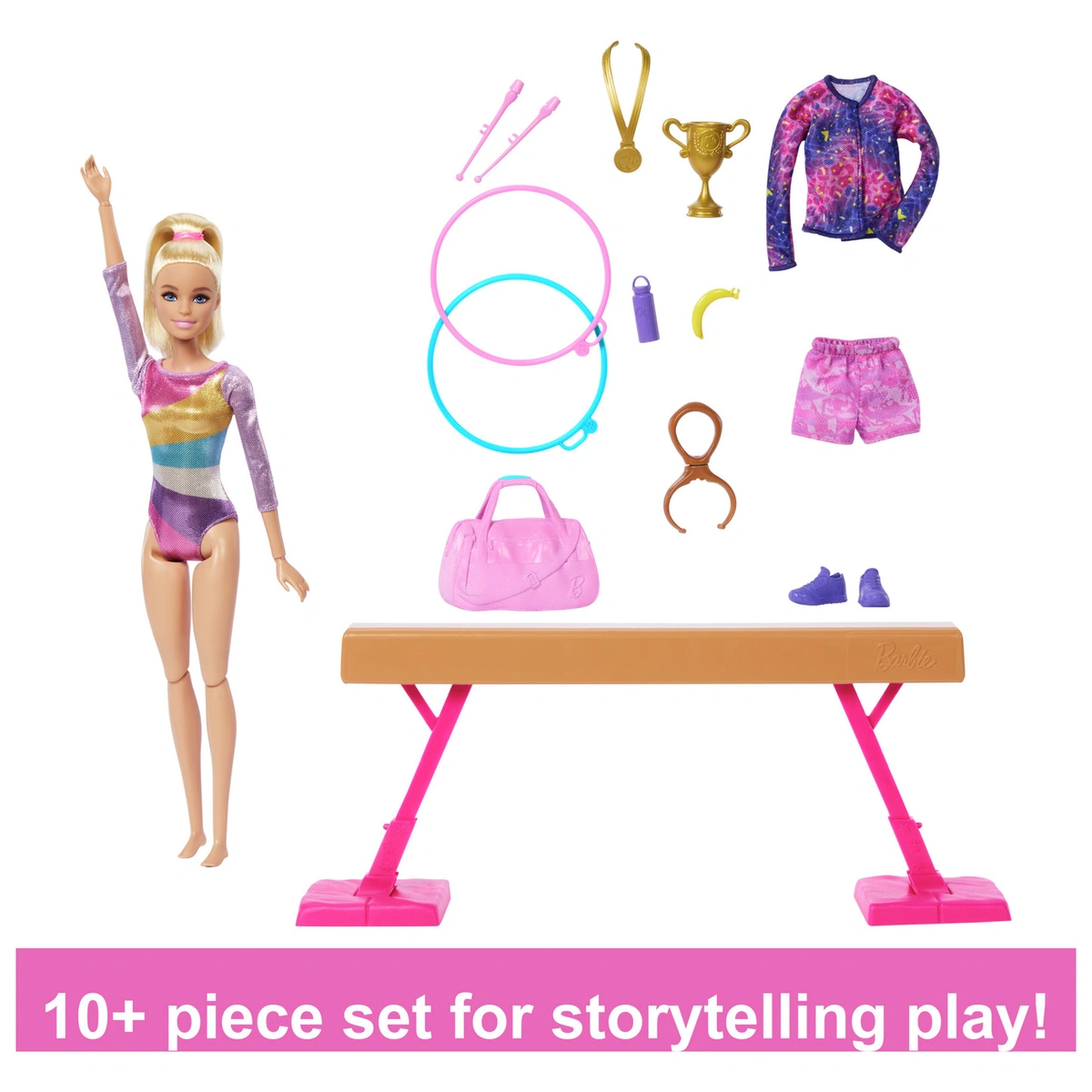 Barbie Gymnastics Playset, Doll and Accessories