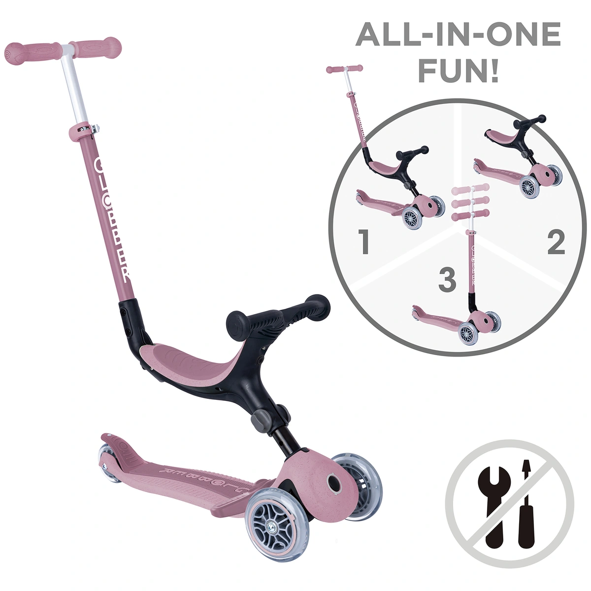 Globber Go Up Ecological 3 Wheel Scooter - Berry