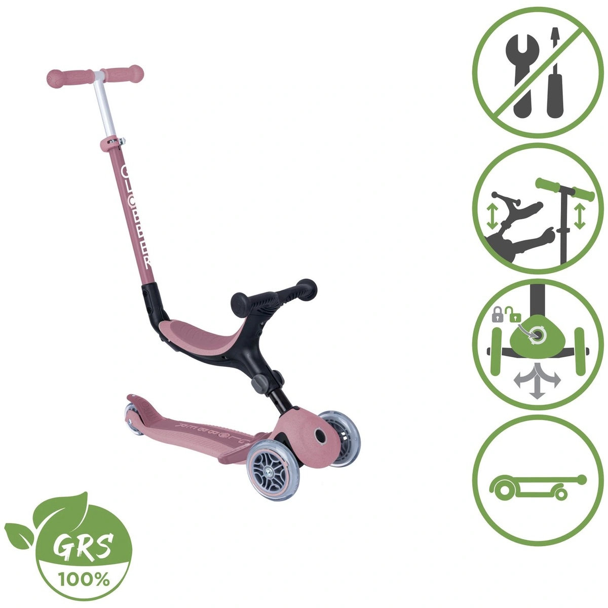 Globber Go Up Ecological 3 Wheel Scooter - Berry