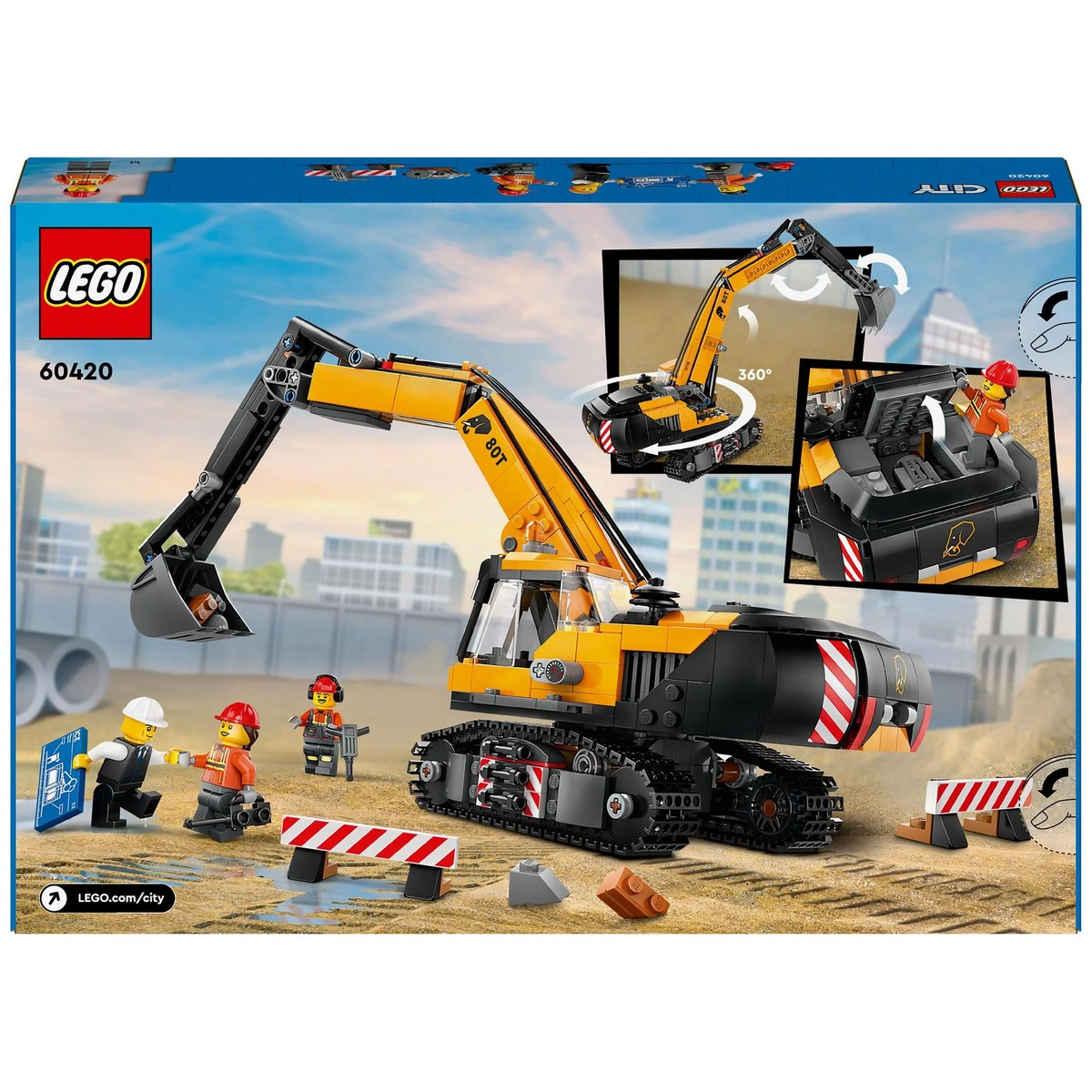 LEGO City Yellow Construction Excavator Digger Toy Set 60420