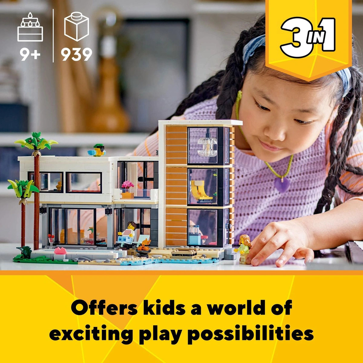 LEGO Creator 3in1 Modern House Building Set for Kids 31153