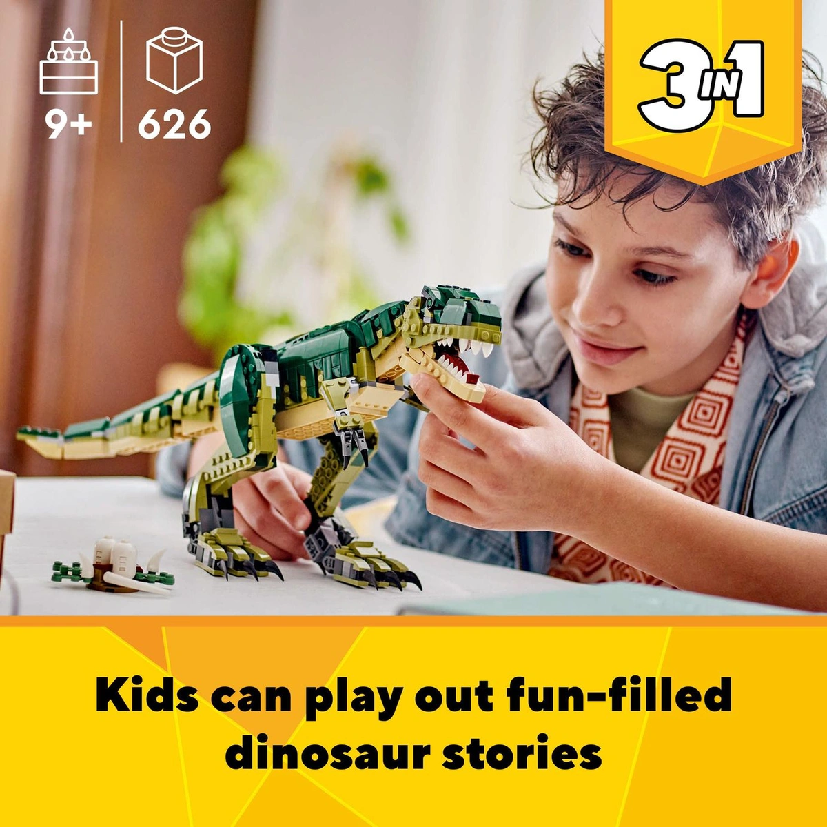 LEGO Creator 3in1 T. rex Figure, Toy Dinosaur Set 31151
