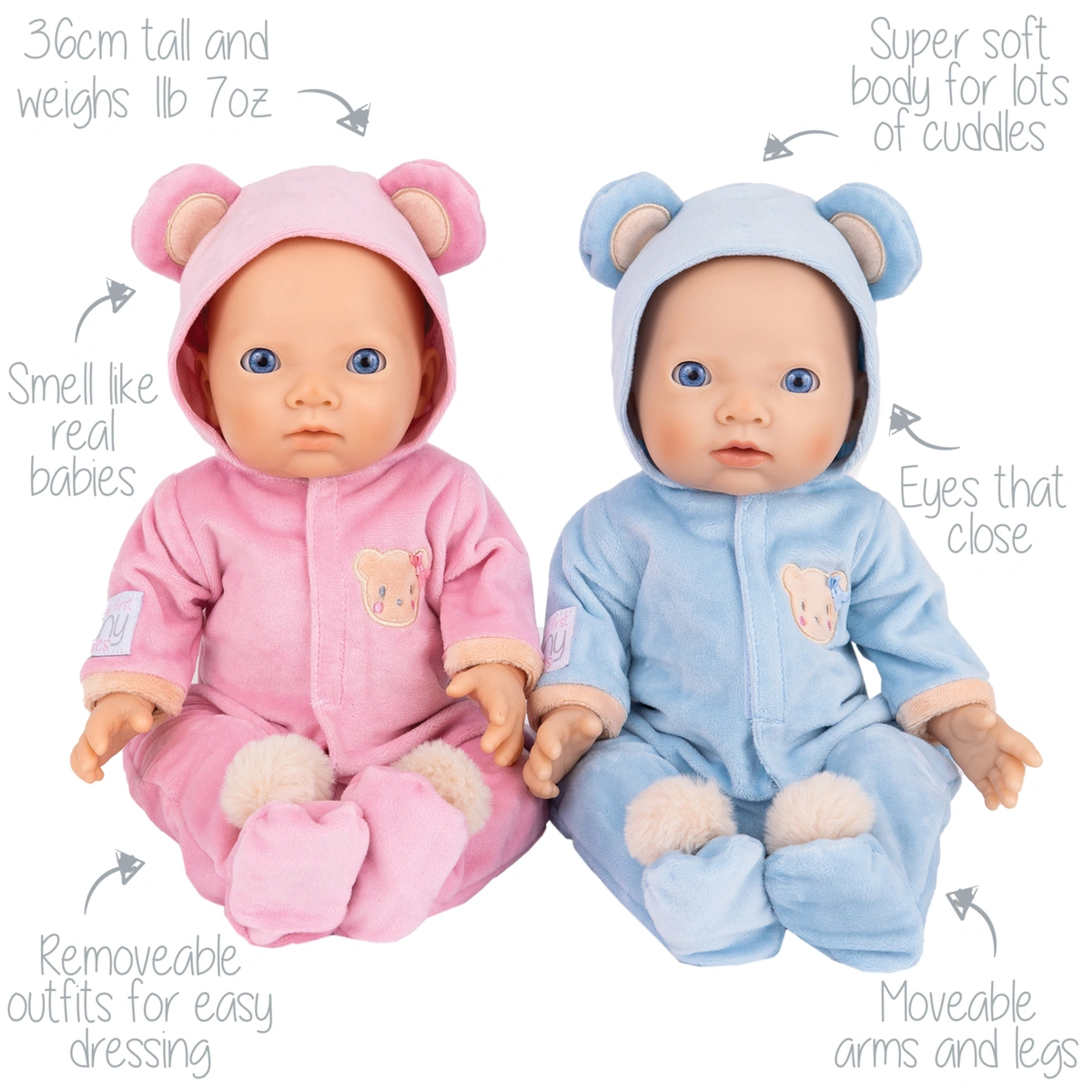 My First Tiny Treasures Beary Cute Snuggle Twin Baby Dolls