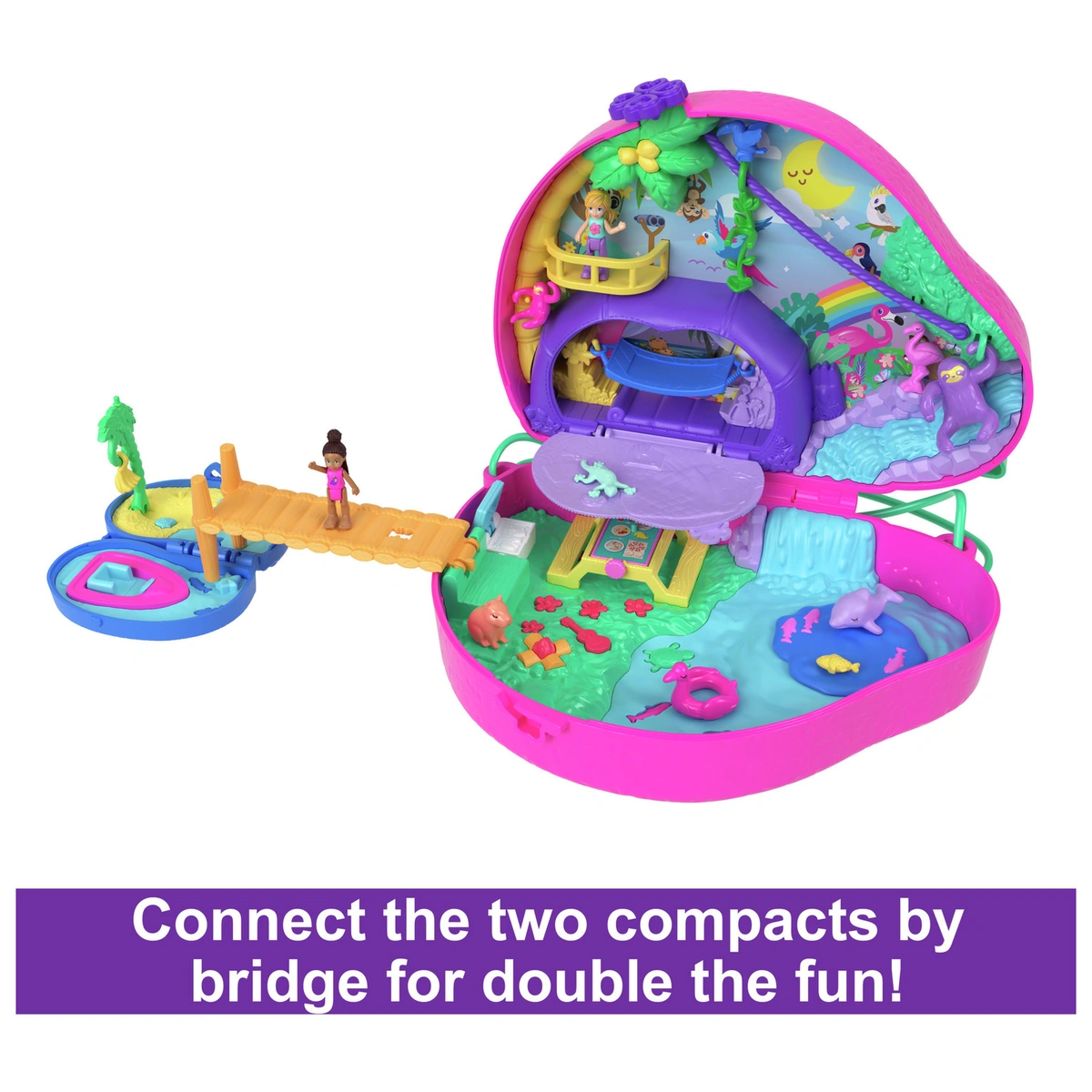 Polly Pocket Sloth Family Wearable Purse Compact Playset