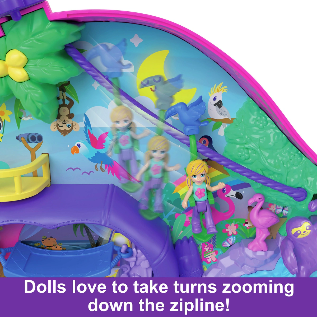 Polly Pocket Sloth Family Wearable Purse Compact Playset