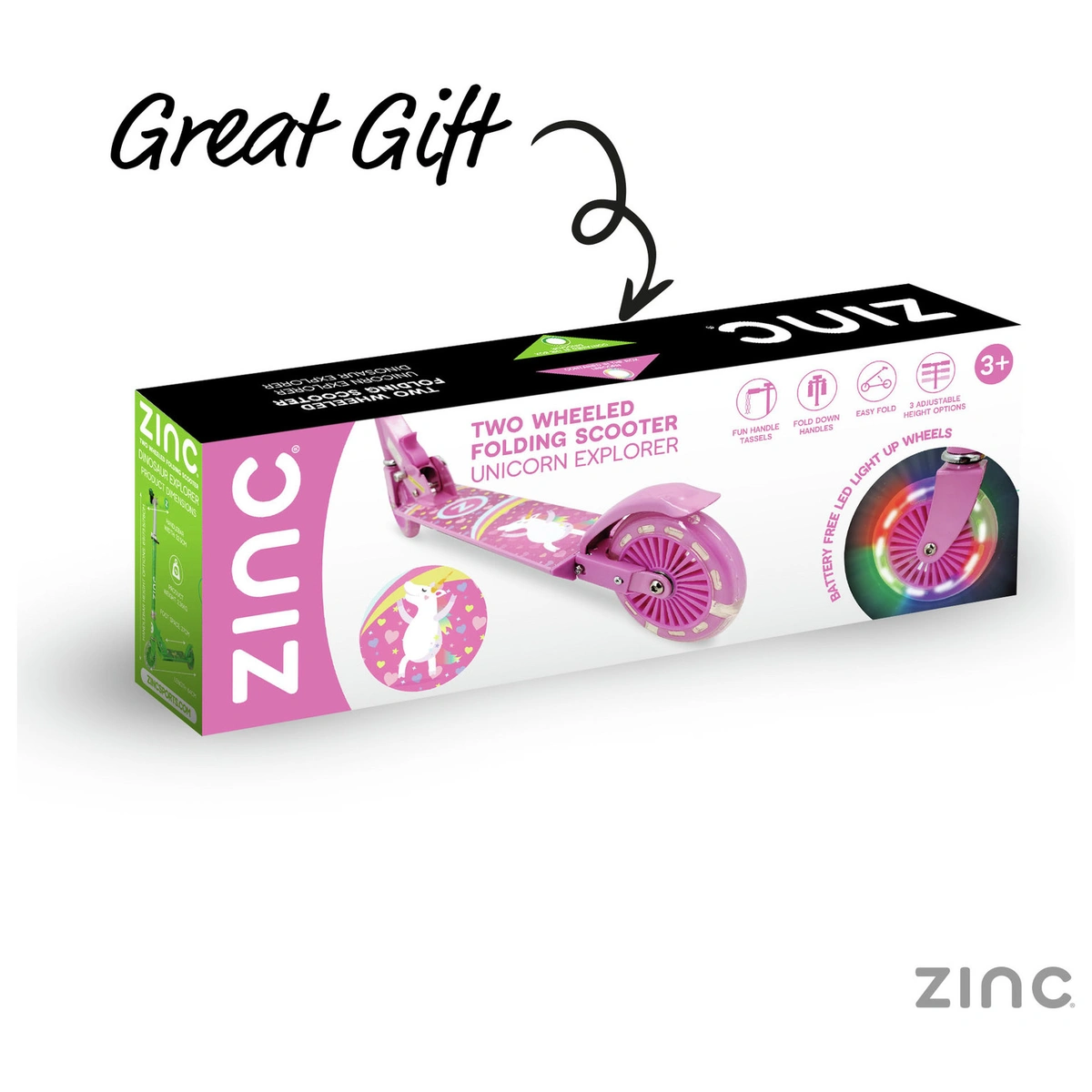 Zinc Explorer Unicorn Foldable 2 Wheel Scooter
