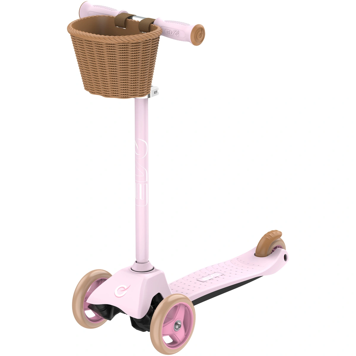 EVO Mini Cruiser 3 Wheel Scooter with Basket - Pink Pastel
