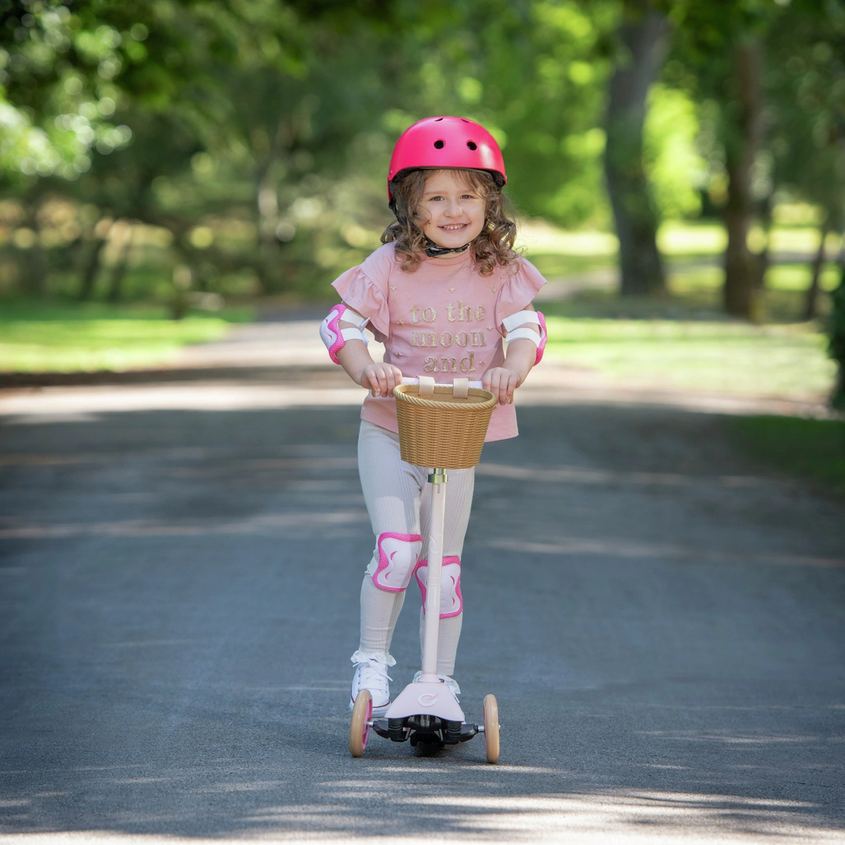 EVO Mini Cruiser 3 Wheel Scooter with Basket - Pink Pastel