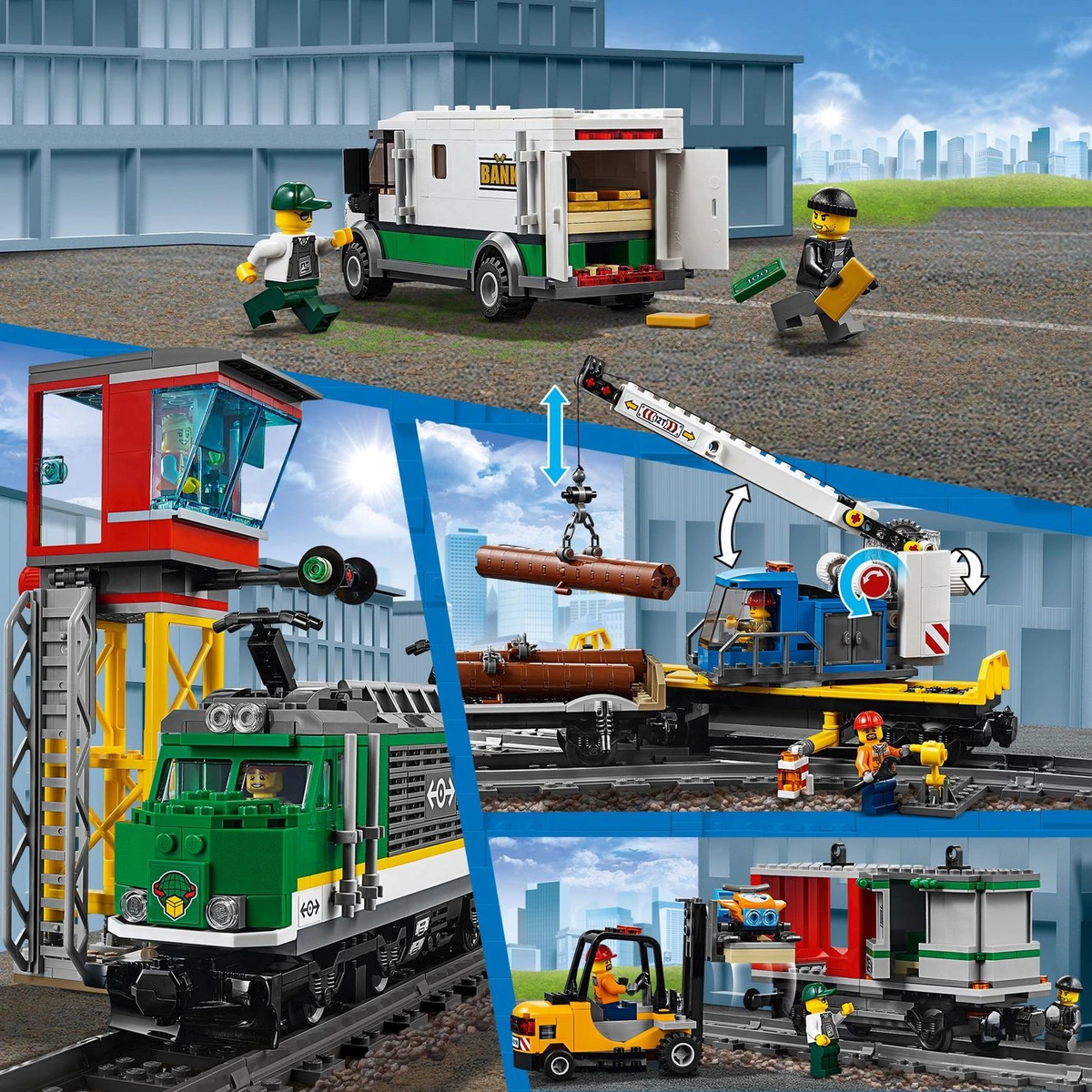LEGO City Cargo Train RC Battery Powered Toy Track Set 60198