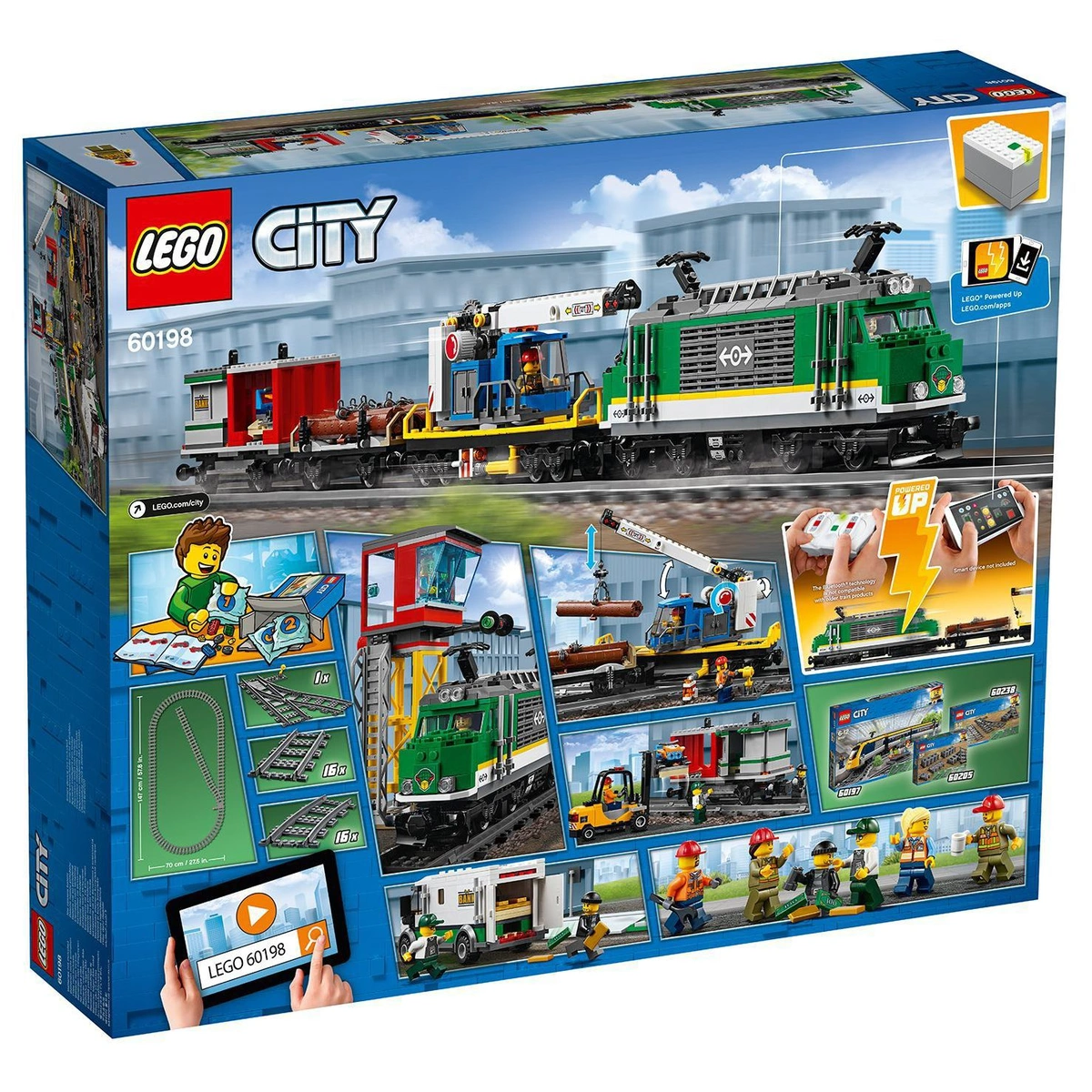 LEGO City Cargo Train RC Battery Powered Toy Track Set 60198