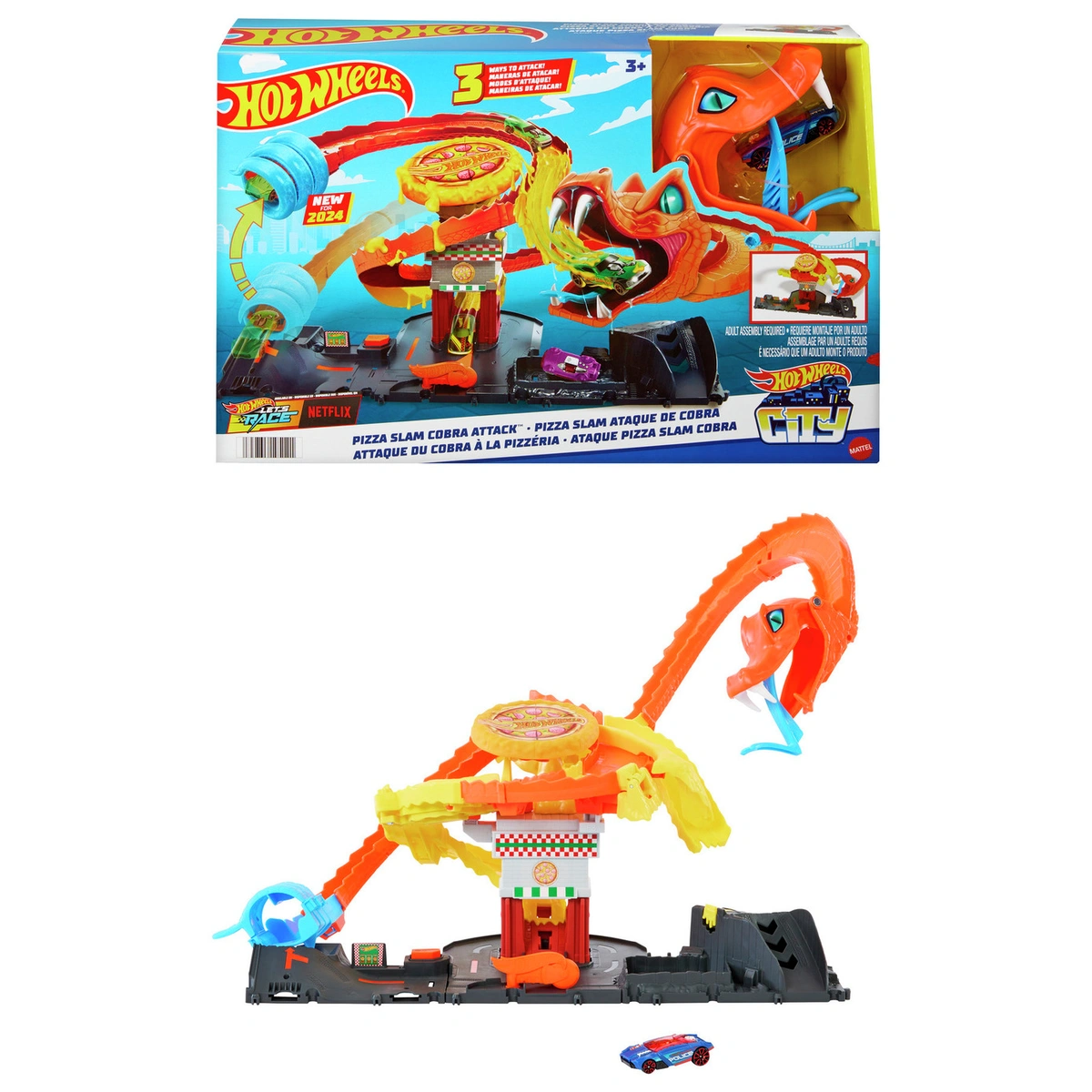Hot Wheels City Cobra Pizza Shop Racing Playset