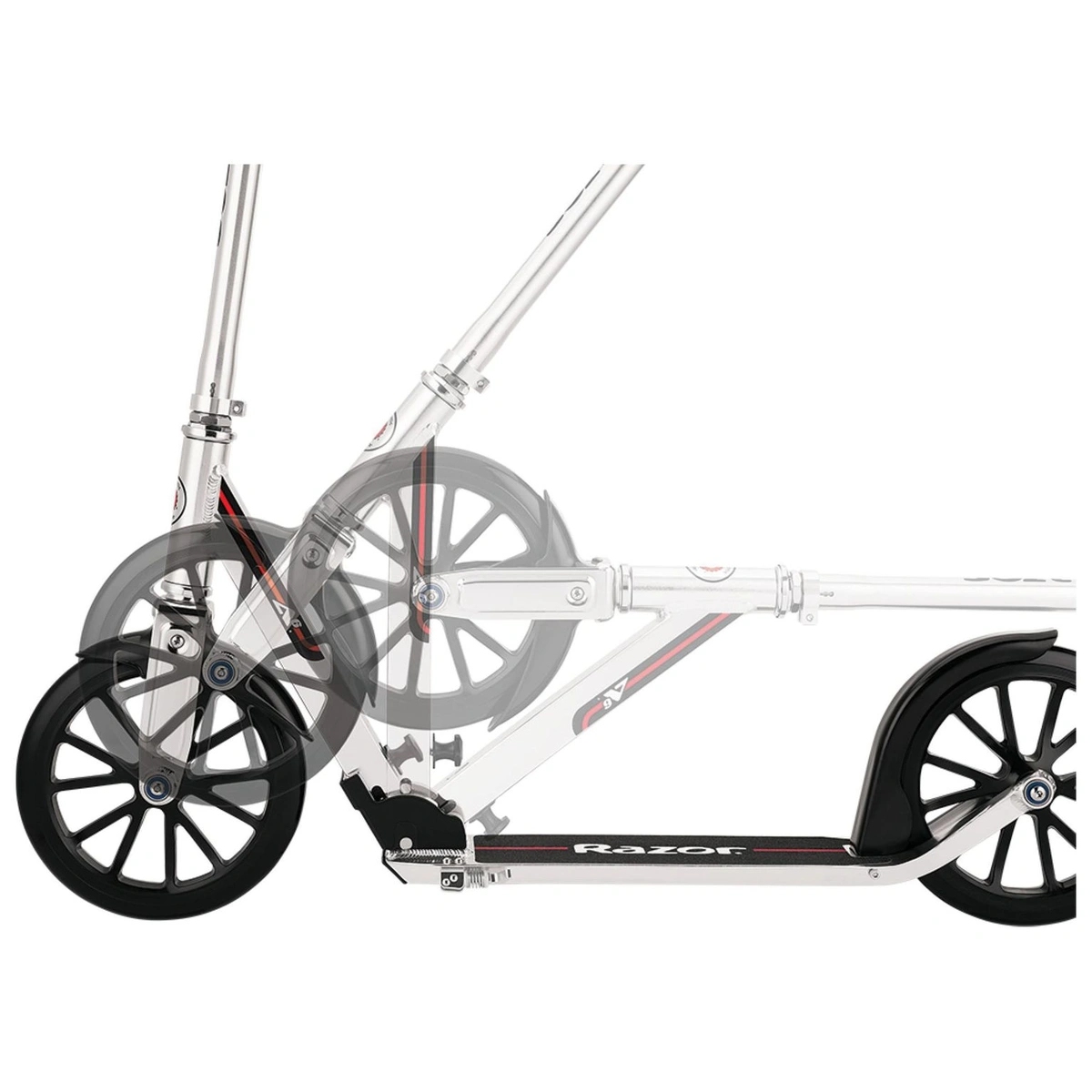 Razor A6 Foldable 2 Wheel Scooter for Kids & Adults - Silver